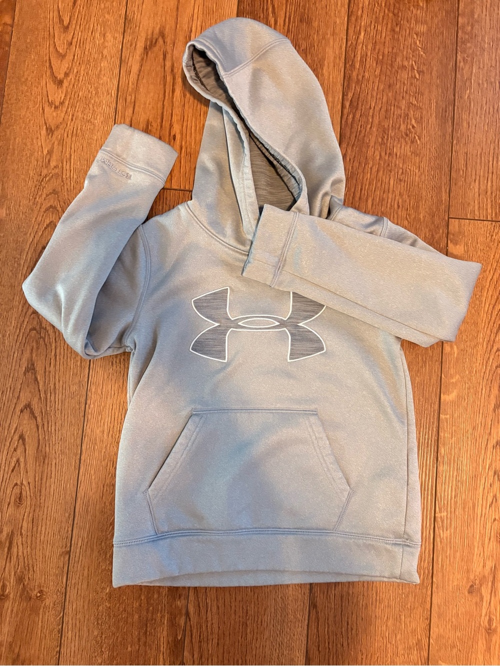 Under Armour Kids Light Gray Pullover Hoodie with Logo